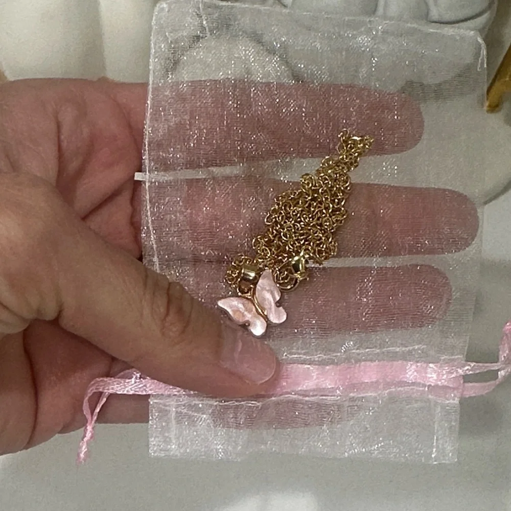 Pink Butterfly Pendant Necklace